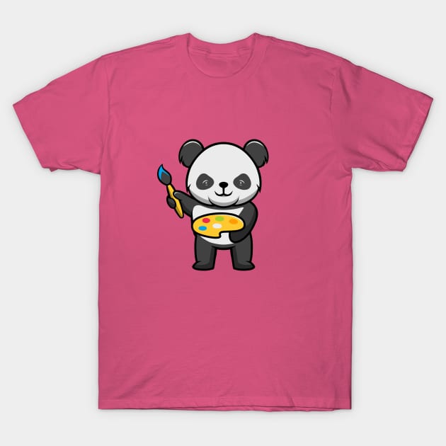 Cute Panda Painting T-Shirt by Cubbone